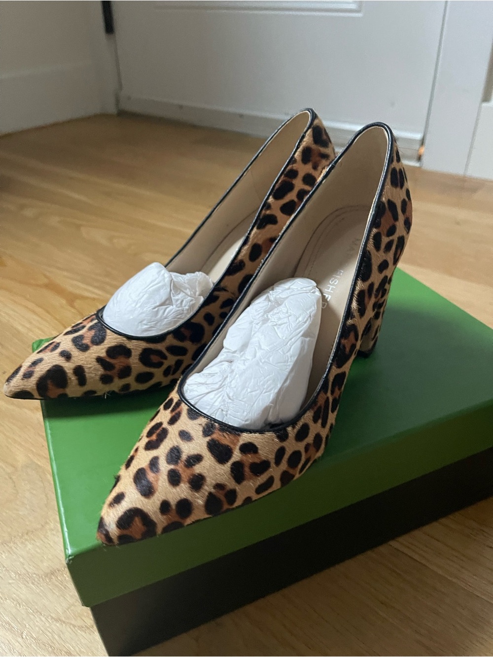 Marc Jacobs Leopard Print Pointed Toe Block Heel Pumps - Brown/Black